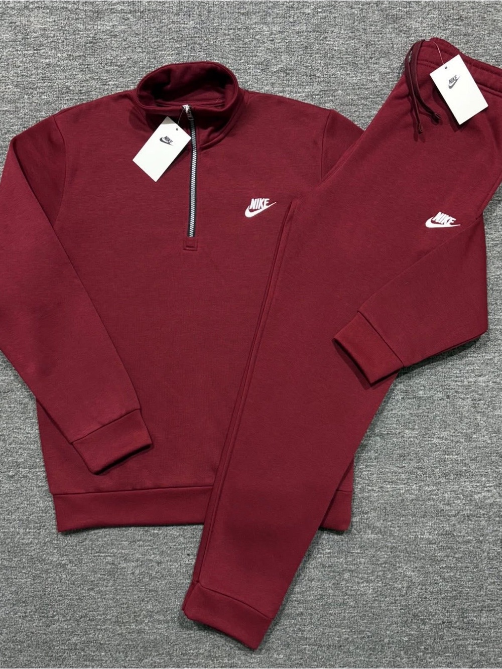 Nike Men’s Zip-Up Sweater and Jogger Set in Burgundy